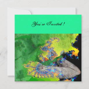 VIBRATIONS OF MATTER ,  green yellow black Invitation