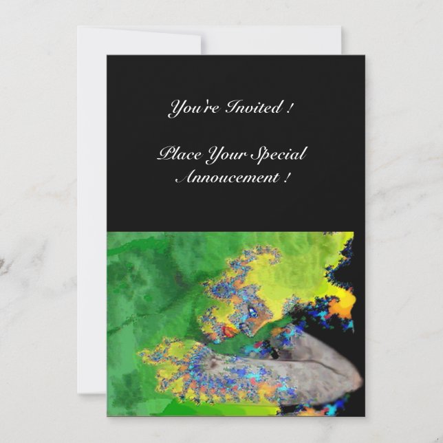 VIBRATIONS OF MATTER ,  green yellow black Invitation (Front)