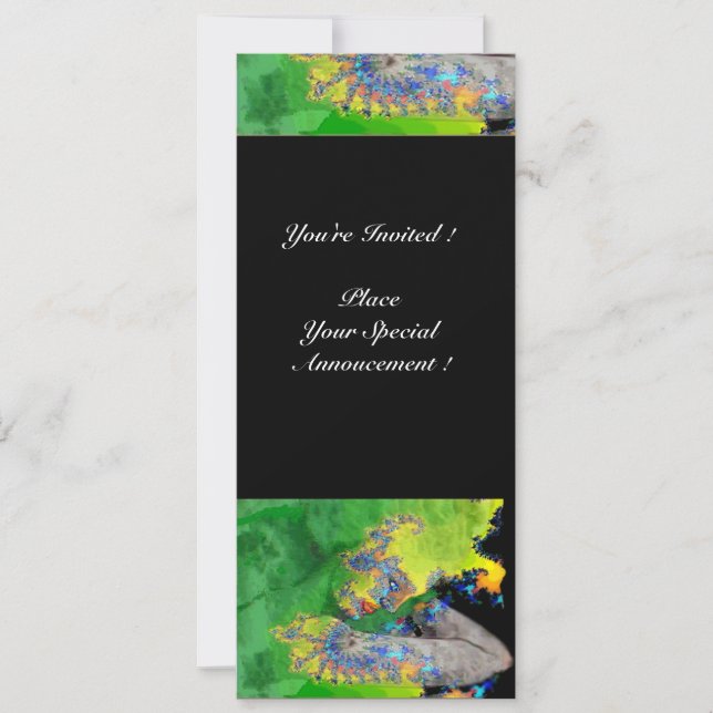 VIBRATIONS OF MATTER ,  green yellow black Invitation (Front)