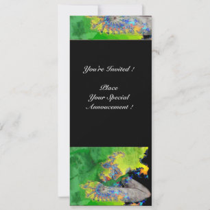 VIBRATIONS OF MATTER ,  green yellow black Invitation