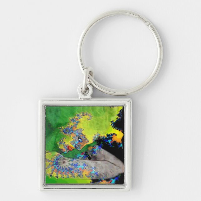 VIBRATIONS OF MATTER ,green yellow black Key Ring (Front)
