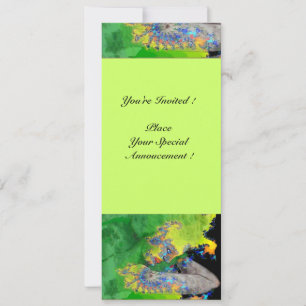 VIBRATIONS OF MATTER ,  green yellow black orange Invitation