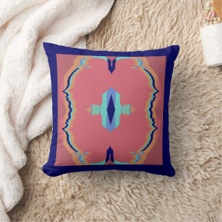 Vibrations on Blue/Aqua/Orange/Salmon Cushion