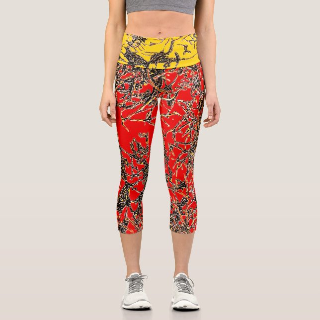 VIBRATIOUS capris in RED/GOLD (Front)