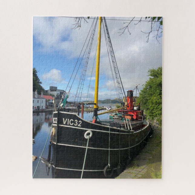 Vic32 Puffer Boat in Crinan Canal Basin, Scotland, Jigsaw Puzzle (Vertical)