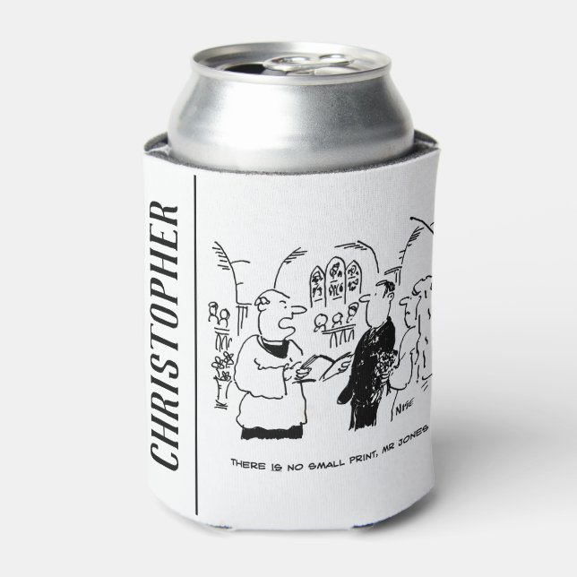 Vicar & Bridegroom at Wedding Marriage Ceremony Can Cooler (Can Front)