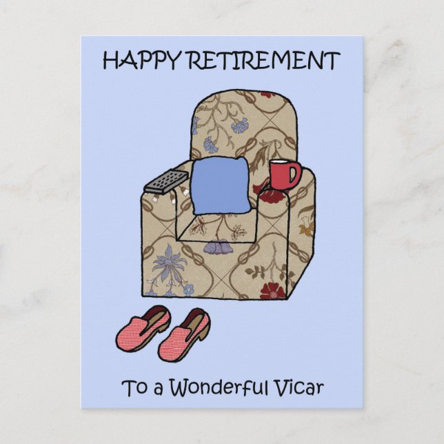 Vicar Happy Retirement Postcard (Front)