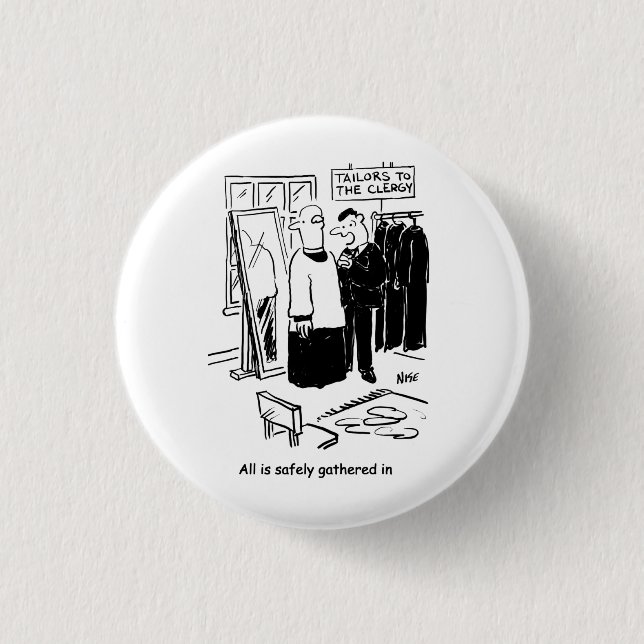 Vicar has a Cassock Fitting Church Cartoon 3 Cm Round Badge (Front)