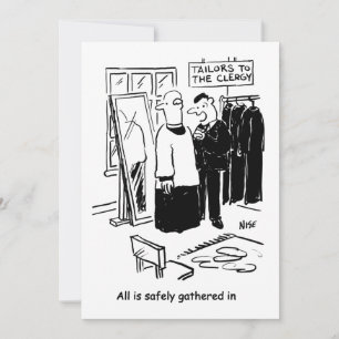 Vicar has a Cassock Fitting Church Cartoon Holiday Card