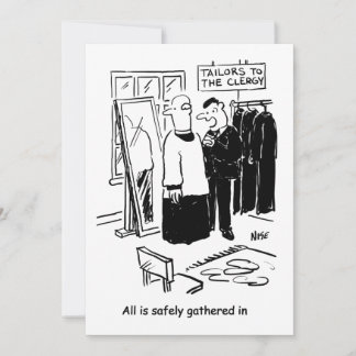 Vicar has a Cassock Fitting Church Cartoon Holiday Card