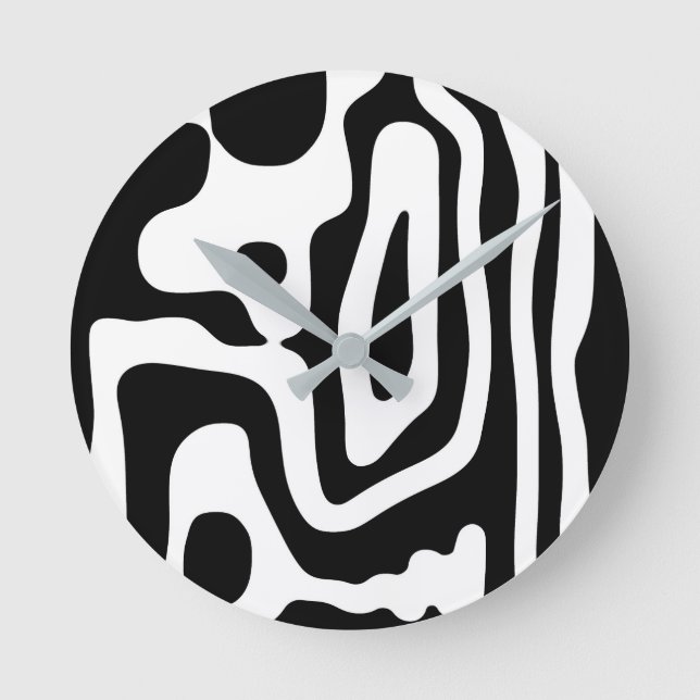 Vice Grip: Abstract Black & White Round Clock (Front)