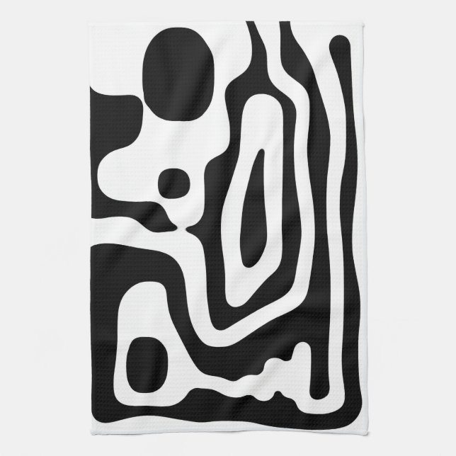 Vice Grip: Abstract Black & White Tea Towel (Vertical)