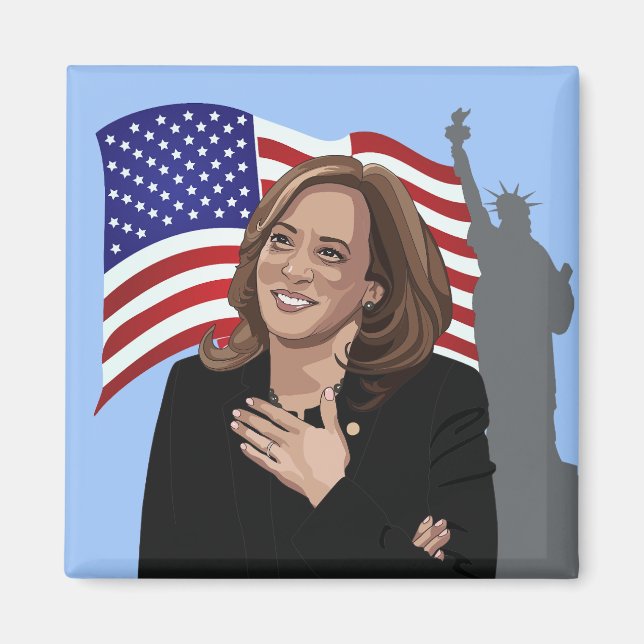 Vice Pres Kamala Harris Flag Statue of Liberty Magnet (Front)