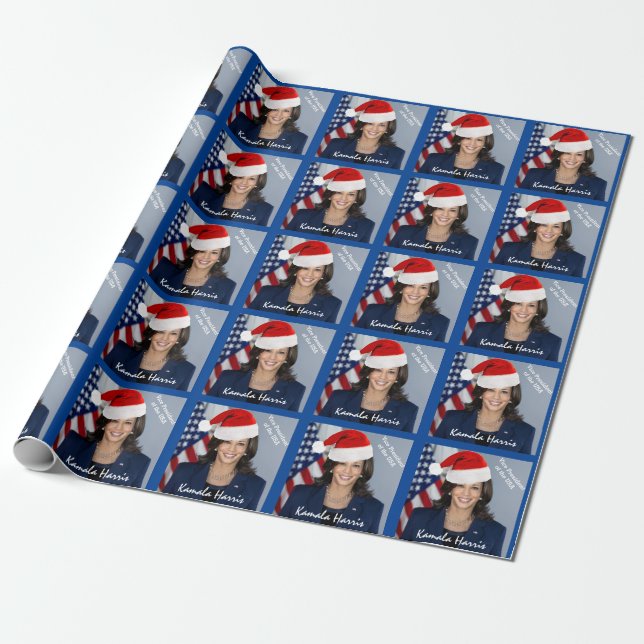 Vice President Kamala Harris  in Santa Hat  Wrappi Wrapping Paper (Unrolled)