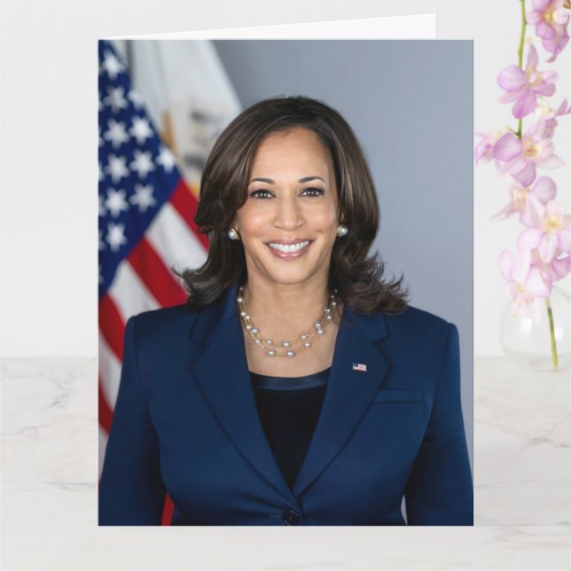 Vice President Kamala Harris Portrait Birthday Card (Orchid)