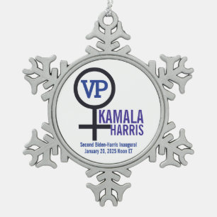 Vice President Kamala Harris VP Inauguration Snowflake Pewter Christmas Ornament