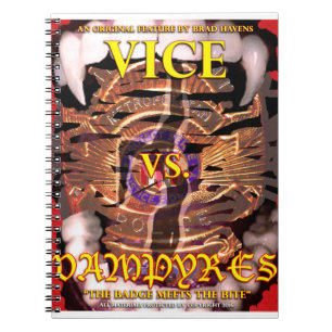 Vice vs. Vampyres Poster on a Handy Notebook