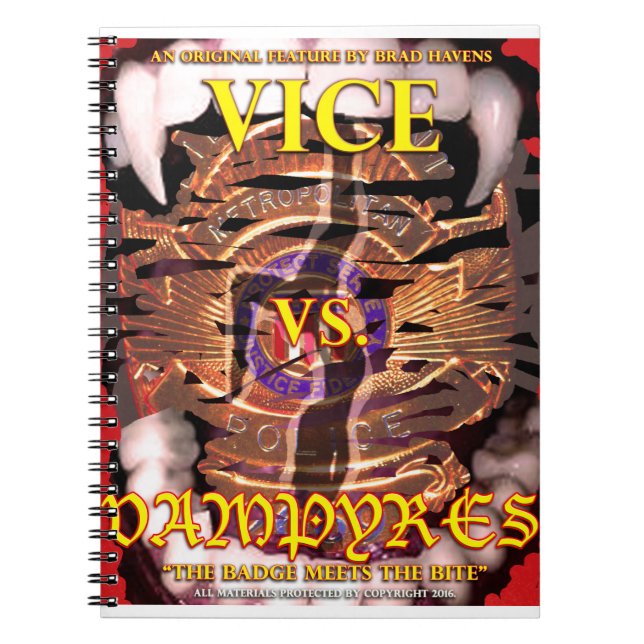 Vice vs. Vampyres Poster on a Handy Notebook (Front)