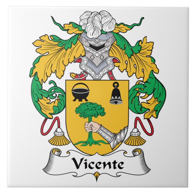 Vicente Family Crest Ceramic Tile (Front)