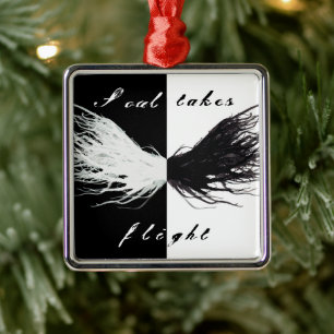 Vices and Virtues Black and White Alcohol Ink Art Metal Ornament