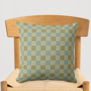 Vichy checked green sand cushions