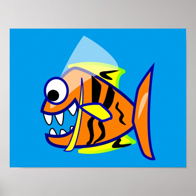 VICIOUS CARTOON FUNNY PIRANHA FISH SEA LOGO GRAPHI POSTER (Front)