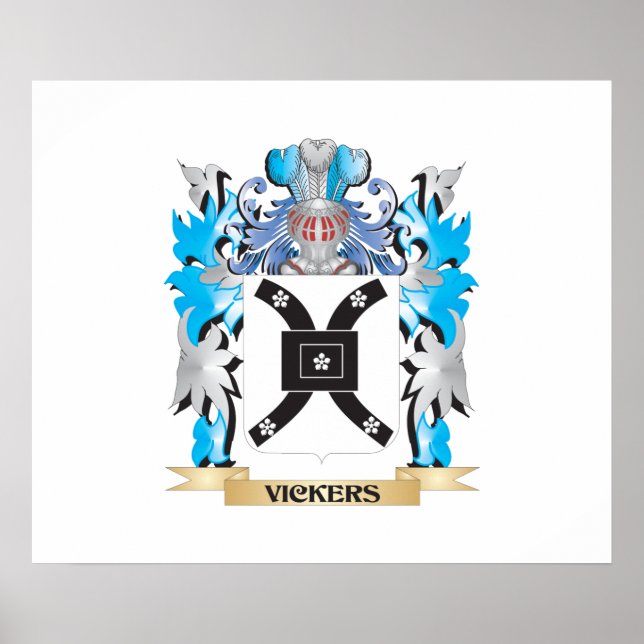 Vickers Coat of Arms - Family Crest Poster (Front)
