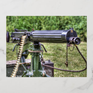 Vickers Machine Gun  Foil Holiday Postcard