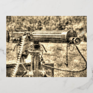 Vickers Machine Gun Vintage  Foil Holiday Postcard