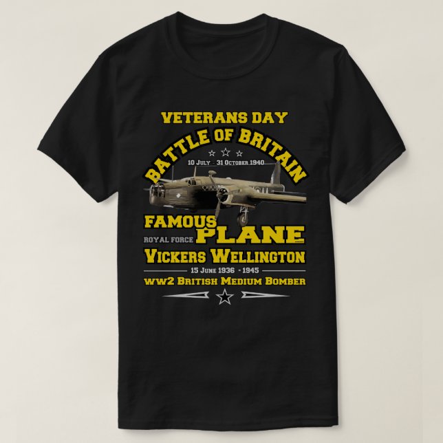 Vickers Wellington British Medium Bomber WW2 T-Shirt (Design Front)