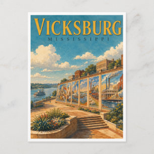 Vicksburg Mississippi Riverfront Murals GeoSaga Postcard