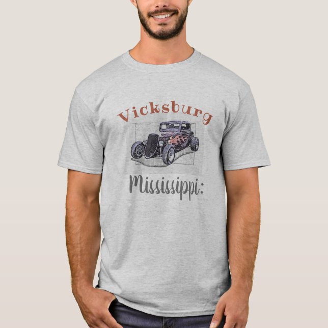 "Vicksburg Mississippi:" Vintage Hotrod T-Shirt (Front)