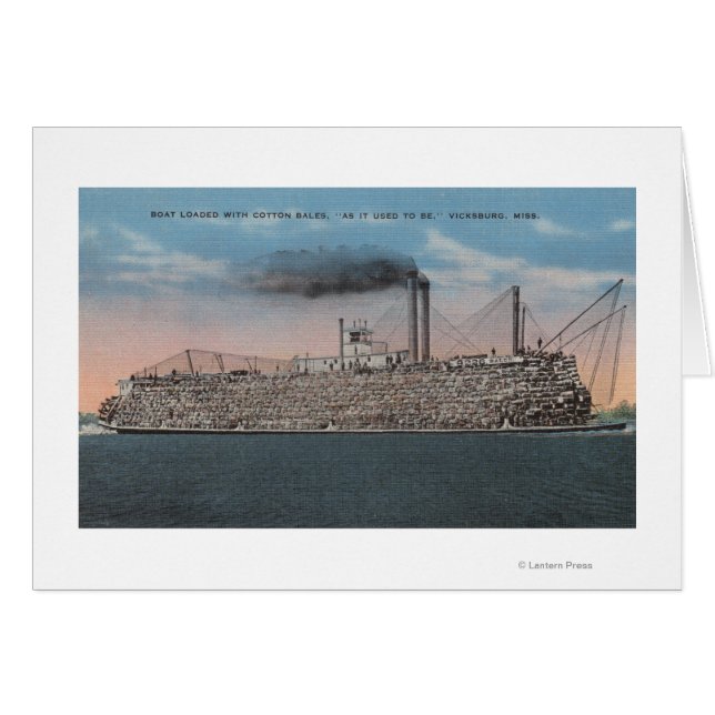 Vicksburg, MS - View of Boat with Cotton Onboard (Front Horizontal)