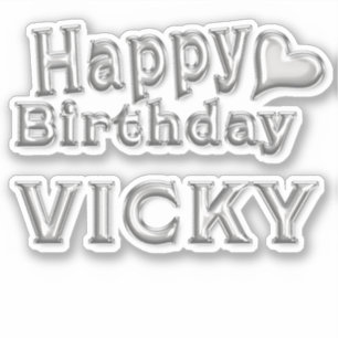 Vicky Happy Birthday silver Sticker