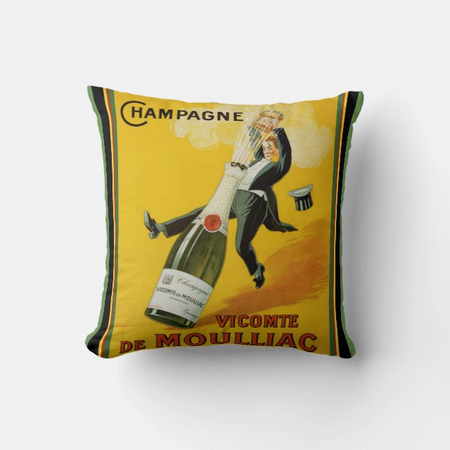Vicomte de Moulliac Champagne Pillow (Front)