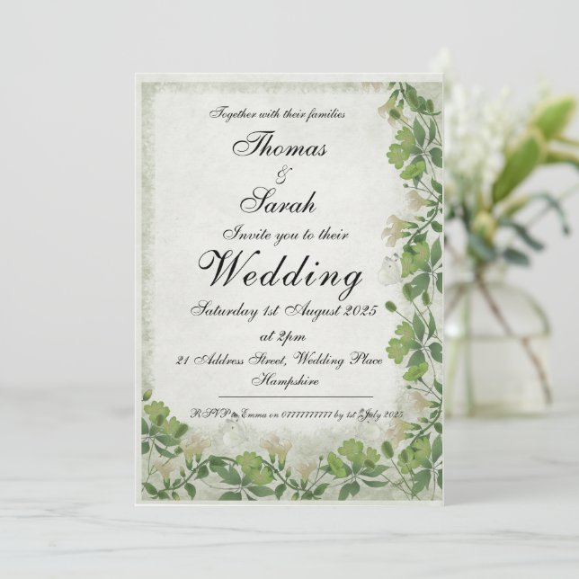 Vicorian Meadow Wedding Invitation (Standing Front)