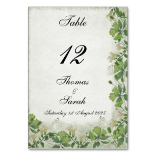 Vicorian Meadow Wedding Invitation Table Number