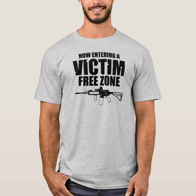 Victim Free Zone AR15 T-Shirt (Front)
