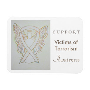 Victims of Terrorism Awareness White Ribbon Magnet