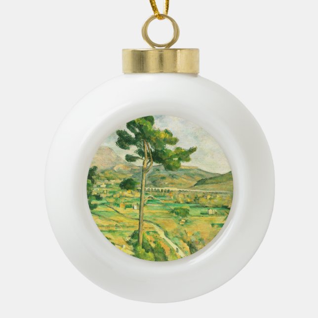 Victoire and the Viaduct Paul Cezanne    Ceramic Ball Christmas Ornament (Front)