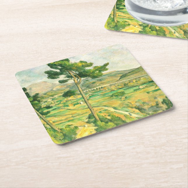 Victoire and the Viaduct Paul Cezanne Square Paper Coaster (Angled)