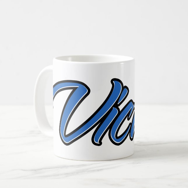 Victor First Name Blue Tasse Kaffeetasse Coffee Mug (Front Left)