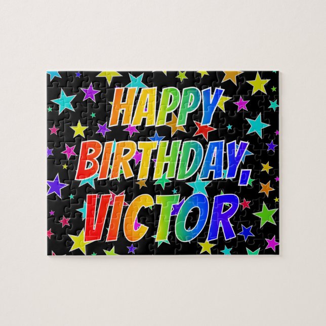 "VICTOR" First Name, Fun "HAPPY BIRTHDAY" Jigsaw Puzzle (Horizontal)