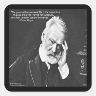 Victor Hugo & Happiness Quote Gifts Tees Etc Square Sticker
