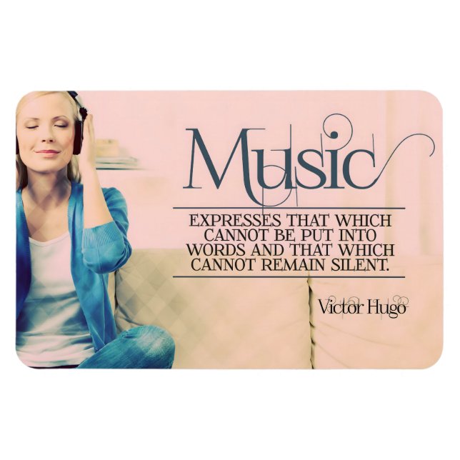 Victor Hugo Inspirational Quote "Music" Flexible Magnet (Horizontal)