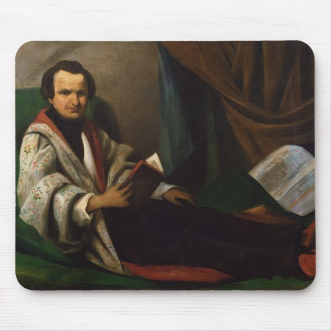 Victor Hugo  on his divan, c.1830-40 Mouse Pad (Front)