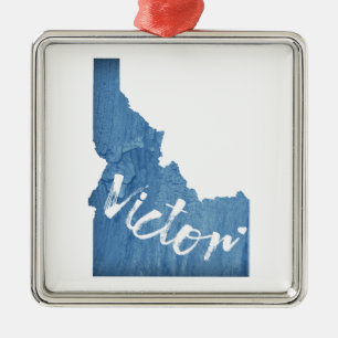 Victor Idaho Wood Grain Metal Ornament