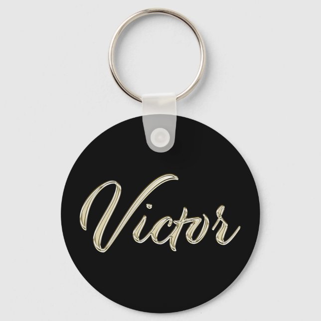 Victor Name whitegold Button Schlüsselanhänger Key Ring (Front)