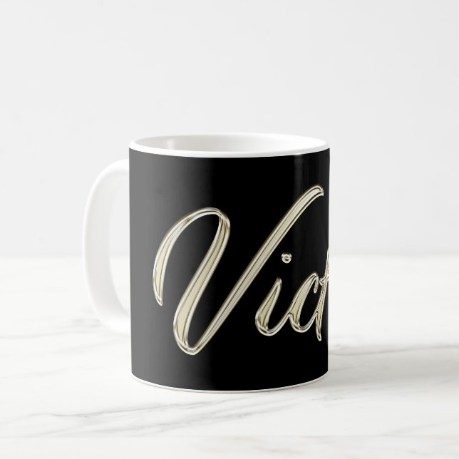 Victor Name whitegold Tasse Teetasse Kaffetasse Coffee Mug (Front Left)