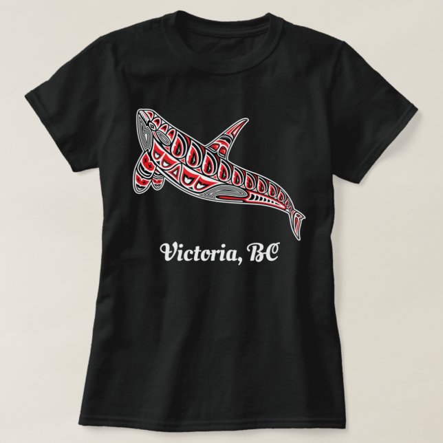 Victoria, BC Canada Native Upward Orca Killer Whal T-Shirt (Design Front)